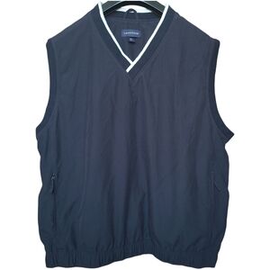 Lands End Size XL Vest V Neck Golf Mesh Lined Windbreaker Pockets Performance